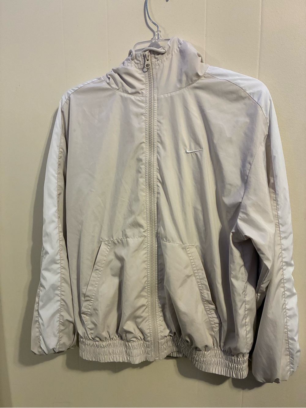 Nike Women's Light Gray Hooded Windbreaker Jacket